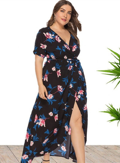 Printed Bohemian Beach Split Dress