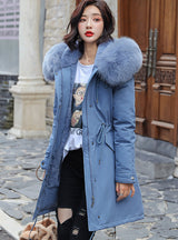 Women's Parkas Coats Hooded Fur Collar Thick Section