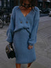 Long Sleeve Two Piece Elegant Party Female Sweater Dress