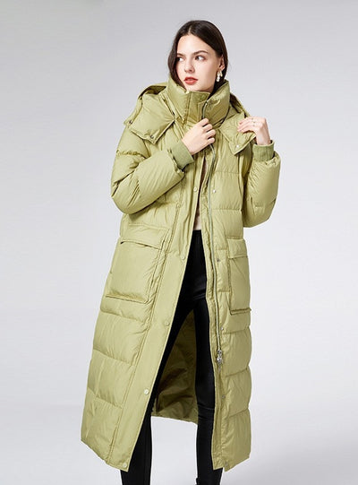 White Duck Down Padded Hooded Coat