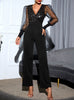 Sexy Mesh Long Sleeve Sequined Spliced Jumpsuit