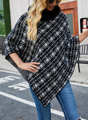 Collar Cape Knitted Pullover Sweater Shawl