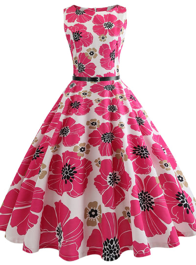 Retro Sleeveless Print Dress
