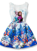Anna Elsa Teenagers Butterfly Print Princess Dress