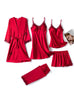 Womens Lace Satin Pajamas Gown Set V-Neck Cami Nighties