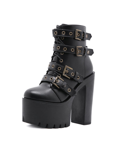 Rivet Thick-soled Heel Boots