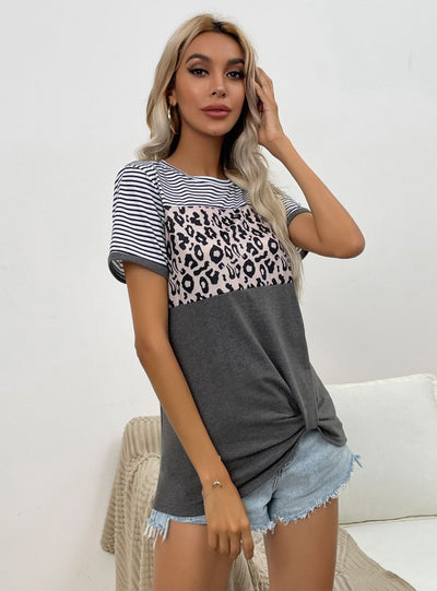 Twisted Leopard Crewneck Cotton T-shirt