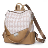 Plaid Soft Leather PU Leisure Backpack