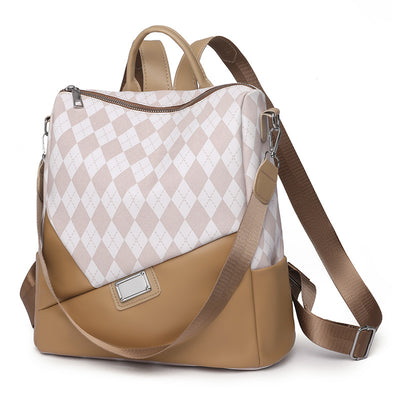 Plaid Soft Leather PU Leisure Backpack