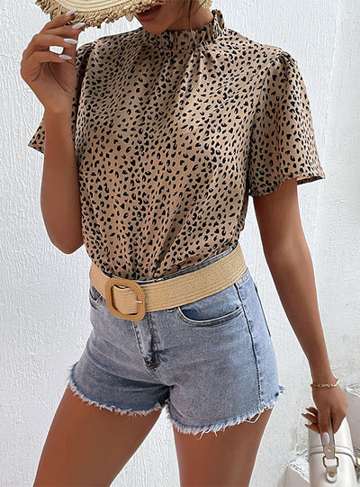 Leopard Print Short Sleeve Shirt