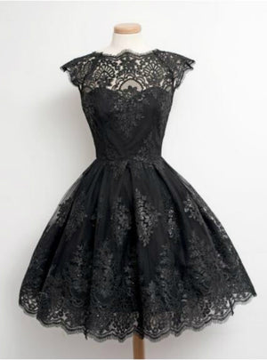 Vintage Short Lace Cap Sleeve Party Dress