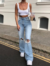 Holes Wide-legged Jeans