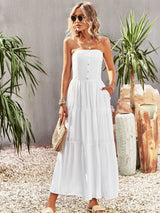 Solid Color Tube Top Big Swing Dress