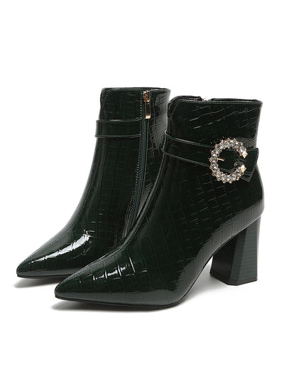 Women's Side Zipper Thick Pointed Martin Boots