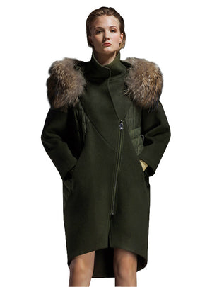 Winter Jacket Large Fur Collar Wool Outerwear down