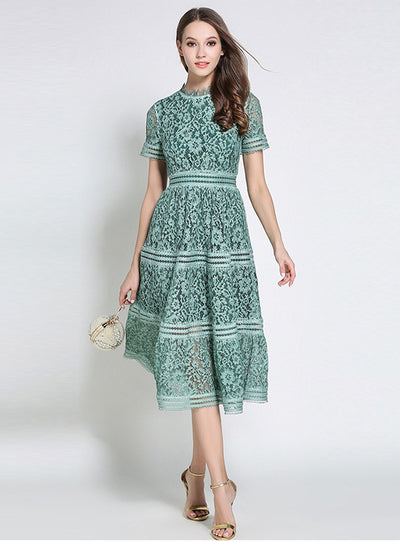 Solid Black A-Line Short Sleeve Dress