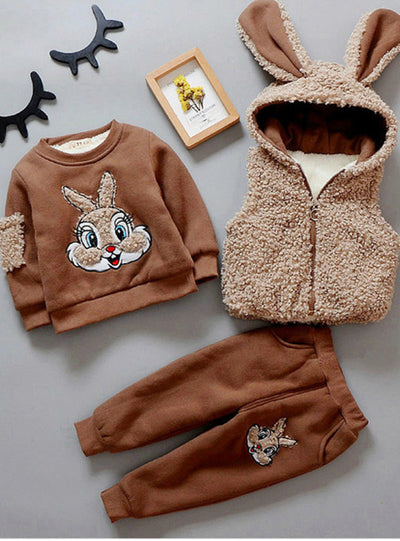 3PCS Vest+Long Sleeves+Pants Cartoon Rabbit