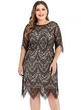 Large Size Lace Contrast Mini Dress