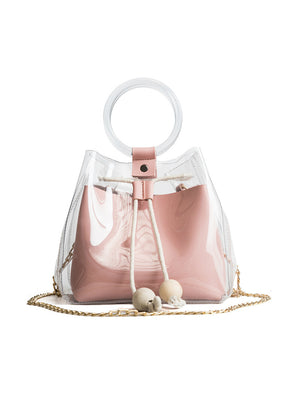 Mini Small Shoulder Bag Clear Transparent Drawstring