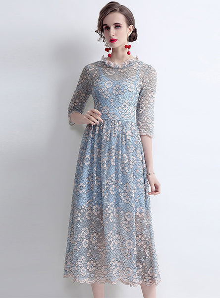 French Lace Collar Vintage Dress