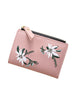 Women Embroidery Zipper Short Wallet Coin Purse 