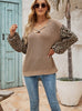 V-neck Stitching Leopard Pullover Sweater