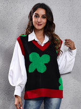 Four-leaf Clover Knitted Sweater Vest