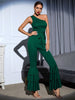 Retro Green Ruffled Jumpsuit
