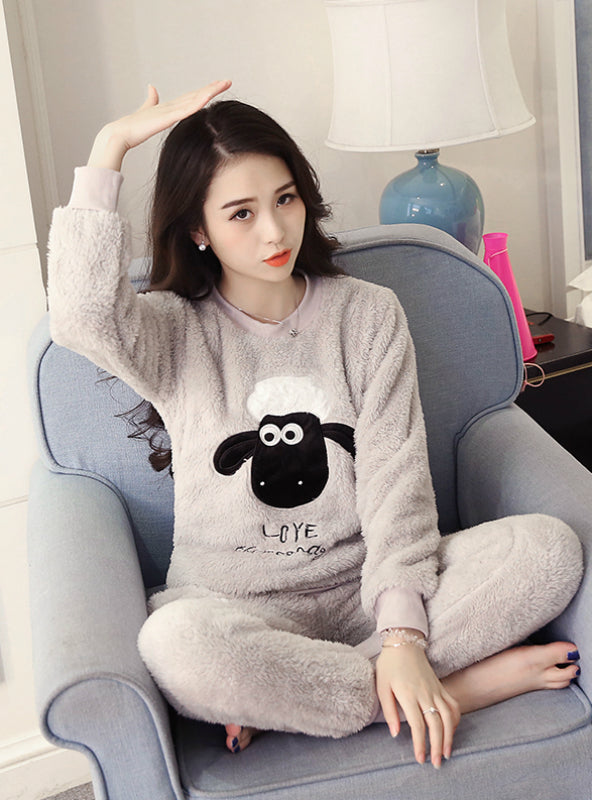 Gray Sheep Autumn Winter Warm Flannel Pyjamas Sets