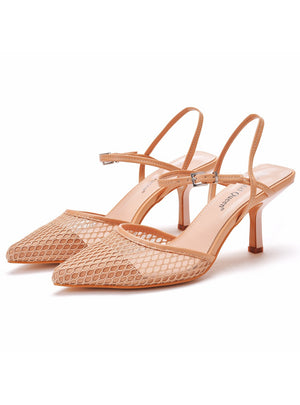 Thin-heeled Hollow Mesh Shallow Pointed Sandals