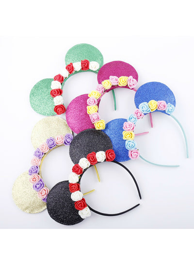Cute mouse Ears Hair Bands Hoop rose flower 