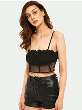 PU Leather High Waist Elastic Tether Shorts