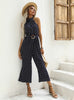 Wide-leg Point Neck Sling Jumpsuit