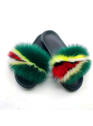 Coolsa Summer Women Fox Fur Slippers