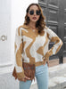 Tie-dyed Jacquard Lapel Long Sleeve Sweater