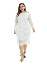 Plus Size White Lace Long Sleeve Party Dress