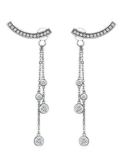 925 Sterling Silver Swinging Light Long Tassel Drop 