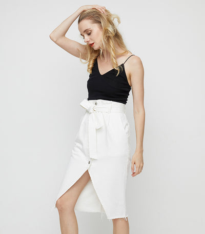 Irregular Split Edges Long Denim Skirt