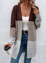 Knitted Cardigan Contrast Color Sweater Coat