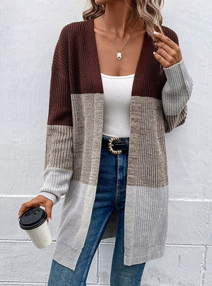 Knitted Cardigan Contrast Color Sweater Coat