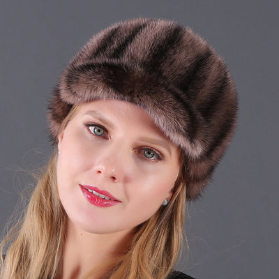 Mink Fur Hat Ladies Warm Winter Cap
