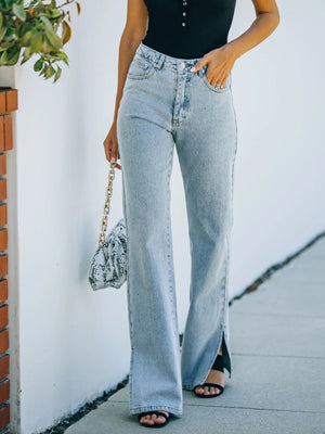 Split Waist Casual Jeans Pants