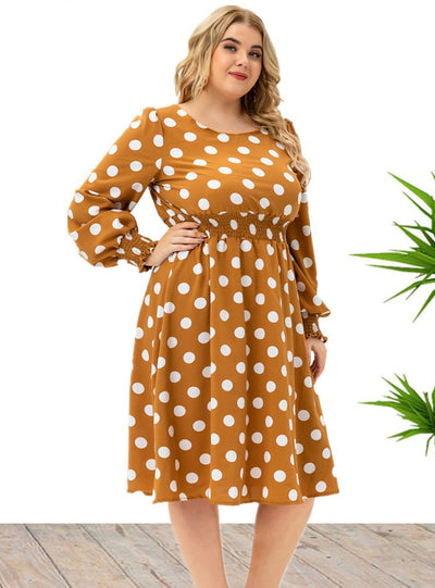 Long Sleeve Polka Dot Long Dress