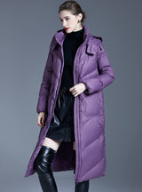 Loose Hooded Long White Duck Down Jacket