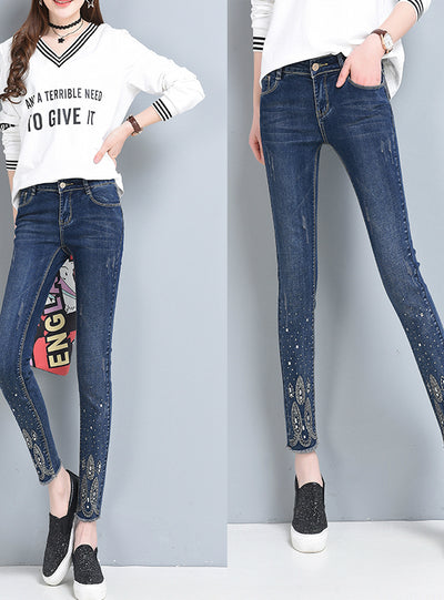 Ankle Length Jeans Stretch Nine Pencil Pants 