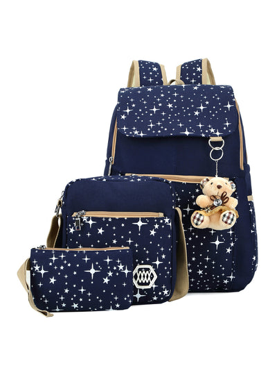 Canvas School Bags Cute Bear 3 Set Backpack Female