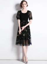 Black Butterfly Sequined Stitching Dress