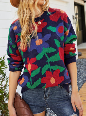 Jacquard Colorful Sunflower Sweater