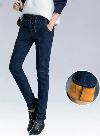 For Tall Girl Elastic Waist Boyfriend Denim Pants