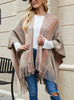 Striped Cape Fringed Cardigan Shawl